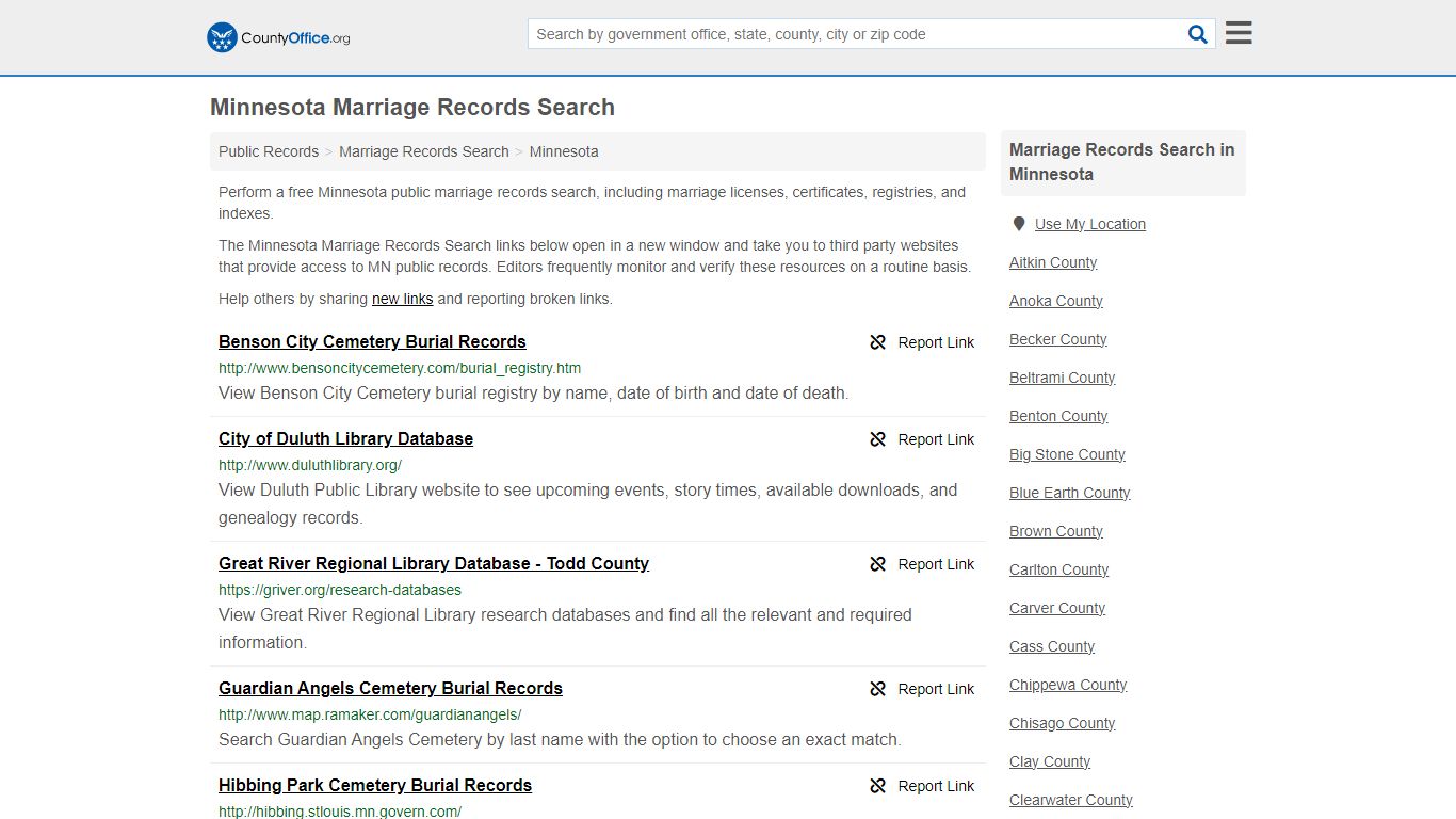 Minnesota Marriage Records Search - County Office