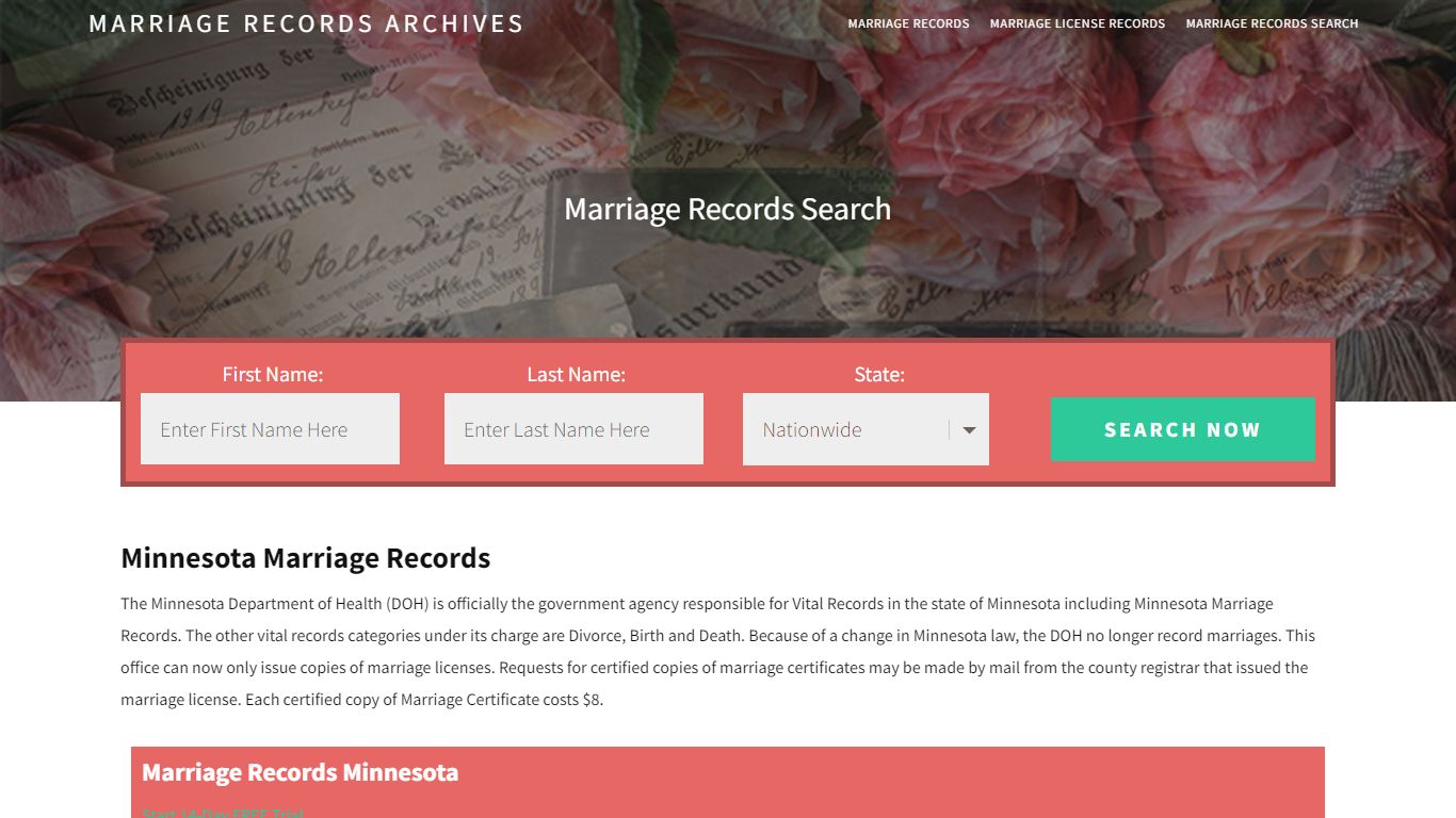 Minnesota Marriage Records | Enter Name and Search | 14 Days Free